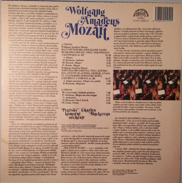 ladda ner album Wolfgang Amadeus Mozart, Pražský Komorní Orchestr Charles Mackerras - Malá Noční Hudba K525 Serenáda S Poštovním Rohem K320