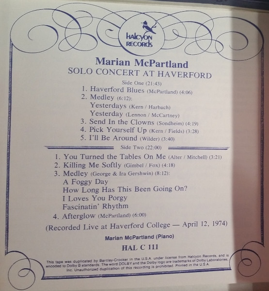 lataa albumi Marian McPartland - Solo Concert At Haverford