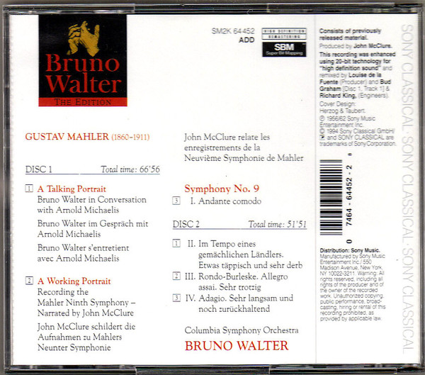 Album herunterladen Bruno Walter, Mahler - Bruno Walter Conducts And Talks About Mahler Symphony No 9 Rehearsal And Performance