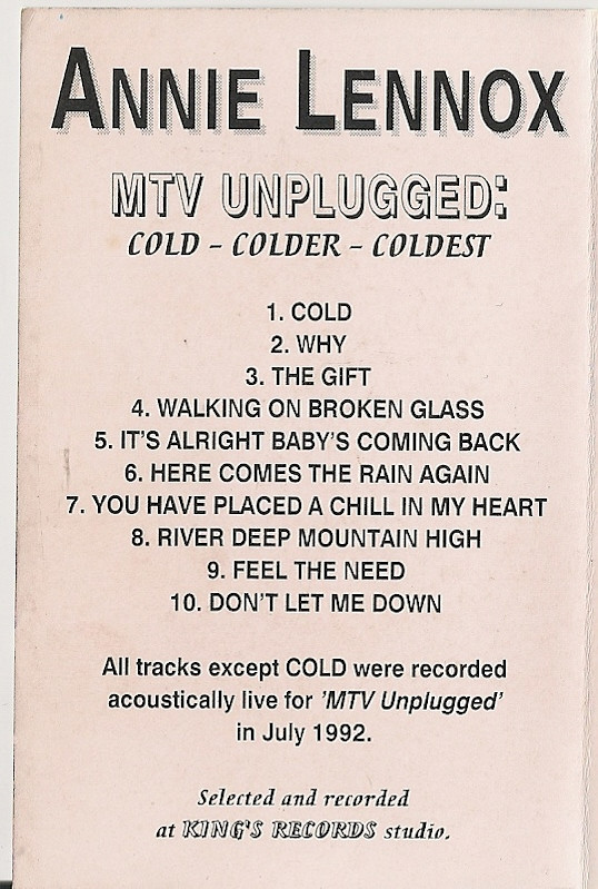 Album herunterladen Annie Lennox - MTV Unplugged Cold Colder Coldest
