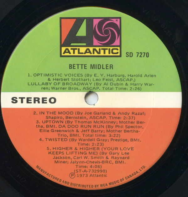 Bette Midler - Bette Midler | Atlantic (SD 7270) - 4