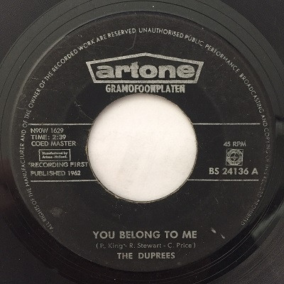 The Duprees – You Belong To Me / Take Me As I Am (Vinyl) - Discogs