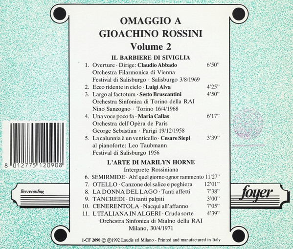 baixar álbum Gioachino Rossini - Omaggio A Gioachino Rossini Vol 2