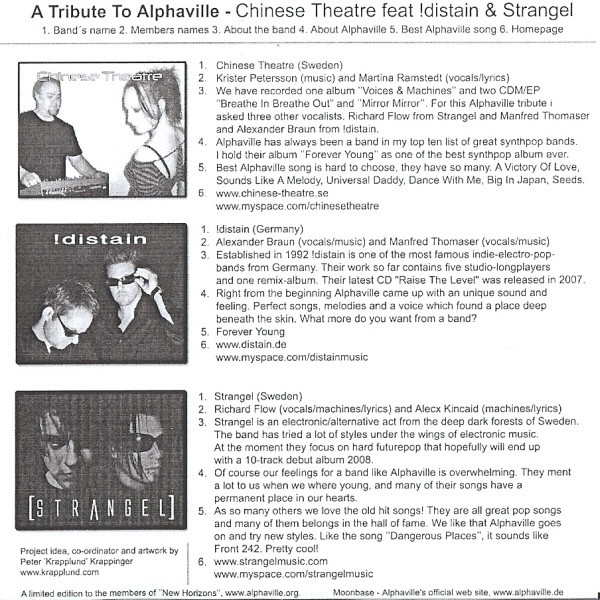 Album herunterladen Chinese Theatre Feat !distain & Strangel - A Tribute To Alphaville
