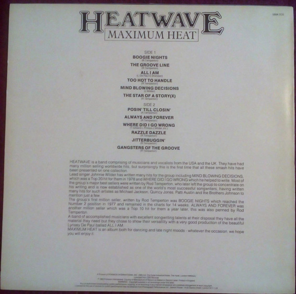 descargar álbum Heatwave - Maximum Heat
