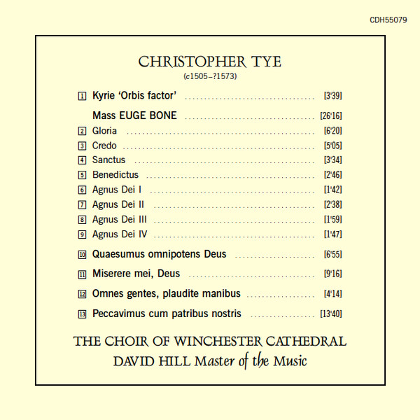 Album herunterladen Christopher Tye Winchester Cathedral Choir, David Hill - Euge Bone Peccavimus