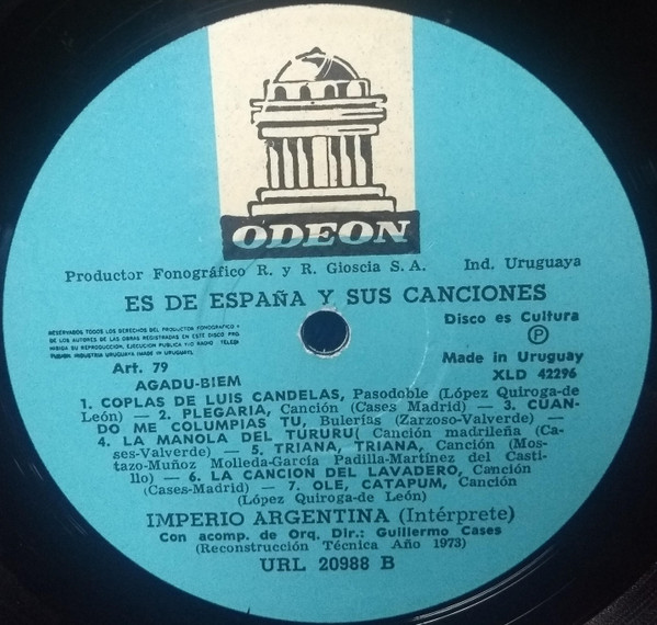 ladda ner album Imperio Argentina - Es De España Y Sus Canciones