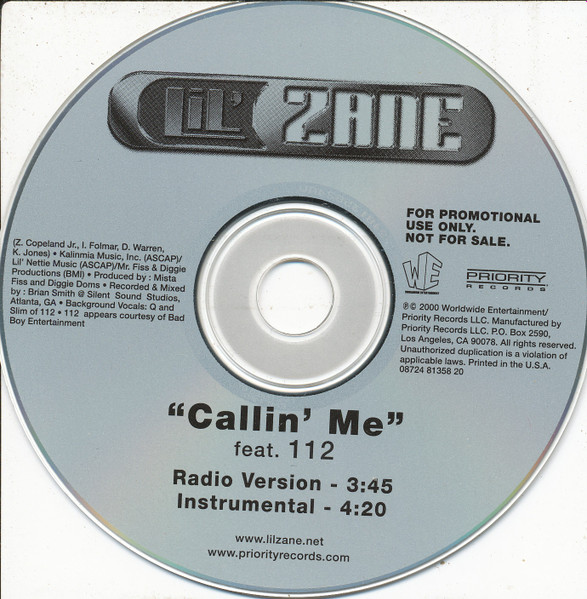 Lil' Zane Feat. 112 - Callin' Me, Releases