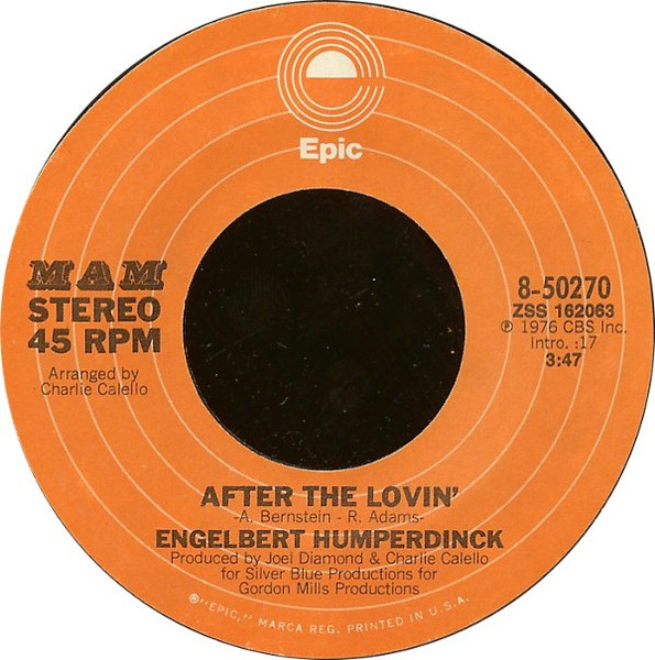 CASSETTE Engelbert Humperdinck ""After The Lovin'""Epic Records PET 34381 
