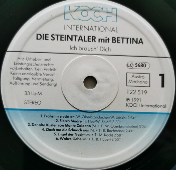 télécharger l'album Die Steintaler Mit Bettina - Ich Brauch Dich