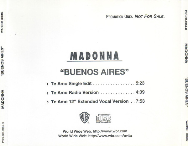 Madonna – Buenos Aires (1997, CD) - Discogs