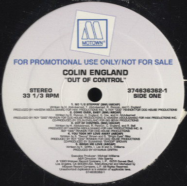 Colin England – Out Of Control (1993, CD) - Discogs