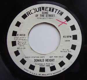 Donald Height - Song Of The Street / You're Too Much album cover