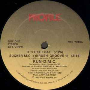 Run-DMC - It's Like That / Sucker M.C.'s (Krush-Groove 1) アルバムカバー