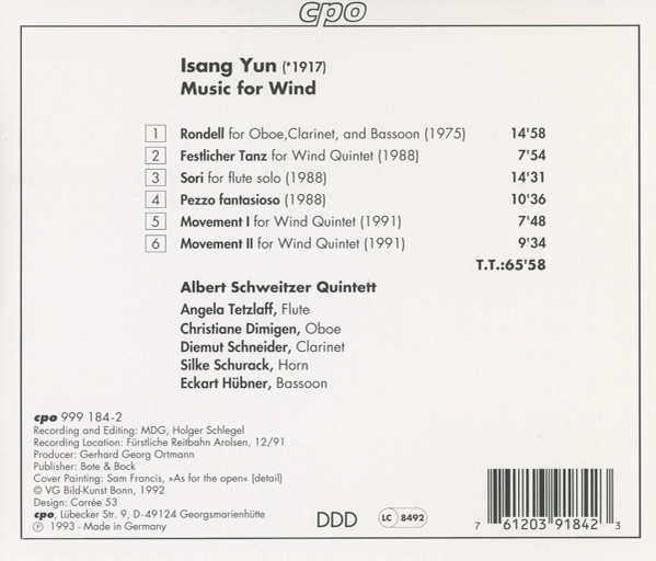 baixar álbum Isang Yun Albert Schweitzer Quintett - Music For Wind