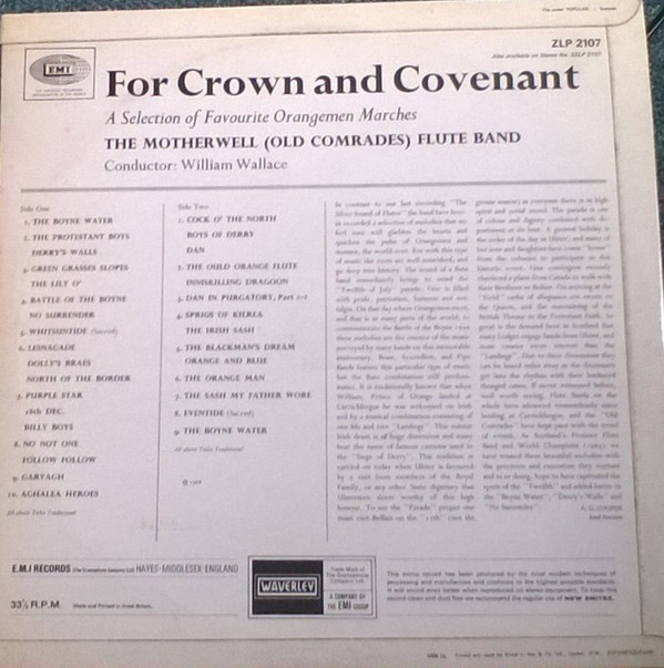 descargar álbum The Motherwell (Old Comrades) Flute Band - For Crown And Covenant A Selection Of Favourite Orangemen Marches
