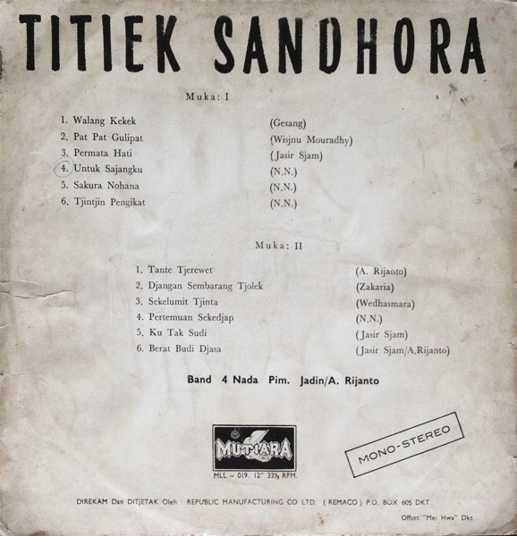 télécharger l'album Titiek Sandhora - Titiek Sandhora