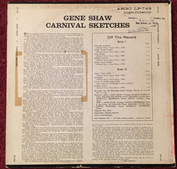 Gene Shaw – Carnival Sketches (1964, Vinyl) - Discogs