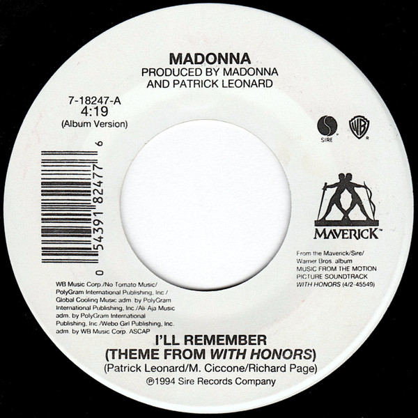 Madonna – I'll Remember (Theme From With Honors) (1994, Vinyl) - Discogs