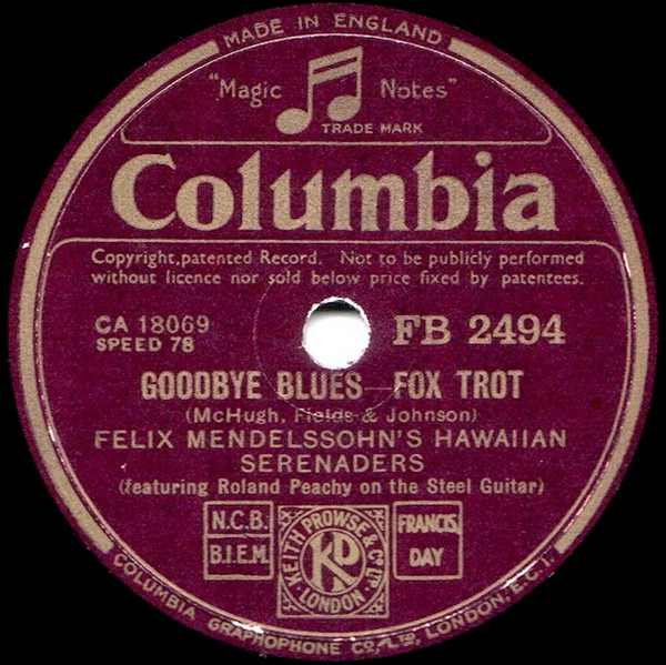 Album herunterladen Felix Mendelssohn's Hawaiian Serenaders - Tiger Rag Goodbye Blues
