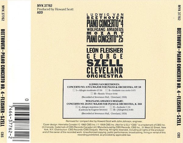 lataa albumi Fleisher, Szell, Cleveland Orchestra - Beethoven Piano Concerto No 4 Mozart Piano Concerto No 25
