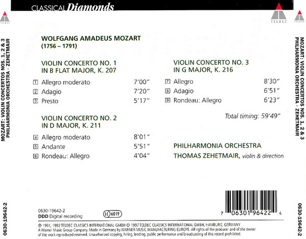 last ned album Mozart Philharmonia Orchestra Thomas Zehetmair - Violin Concertos Nos 1 2 3