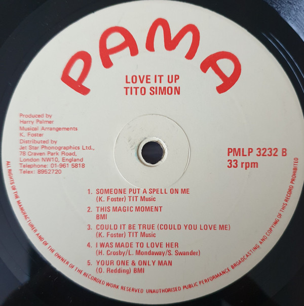 Tito Simon - Love It Up | Pama Records (PMLP 3232) - 4