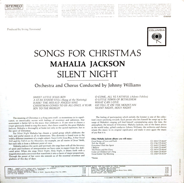 Mahalia Jackson - Silent Night - Songs For Christmas | Columbia (CS 8703) - 2