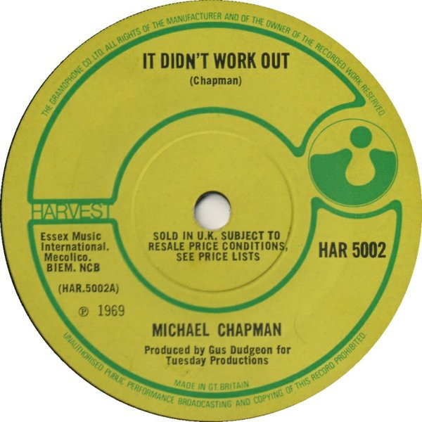 Michael Chapman – It Didn't Work Out (1969, Vinyl) - Discogs