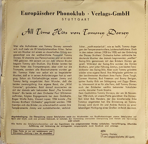 télécharger l'album Andrés Ramiro Und Seine RadioStarBand, Bob Henders - Tommy Dorsey Erinnerungsplatte