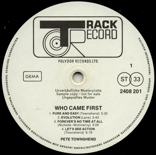 Pete Townshend - Who Came First | Releases | Discogs