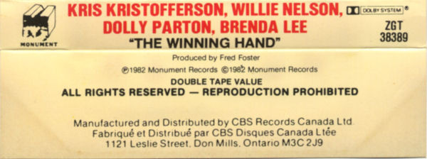 descargar álbum Kris Kristofferson , Willie Nelson , Dolly Parton , Brenda Lee - The Winning Hand
