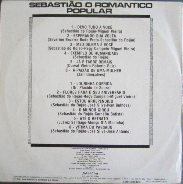 descargar álbum Sebastião Do Rojão - Sebastião O Romântico Popular