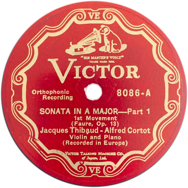 78RPM/SP Alfred Cortot, Jacques Thibaud Sonata In A Major (Cesar Franck) 其一 / 其二 VD8254 VICTOR 12 /00500