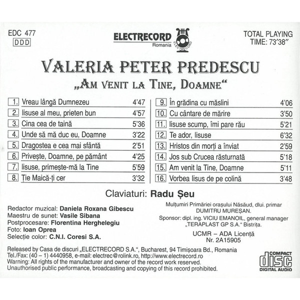 lataa albumi Download Valeria Peter Predescu - Am Venit La Tine Doamne album