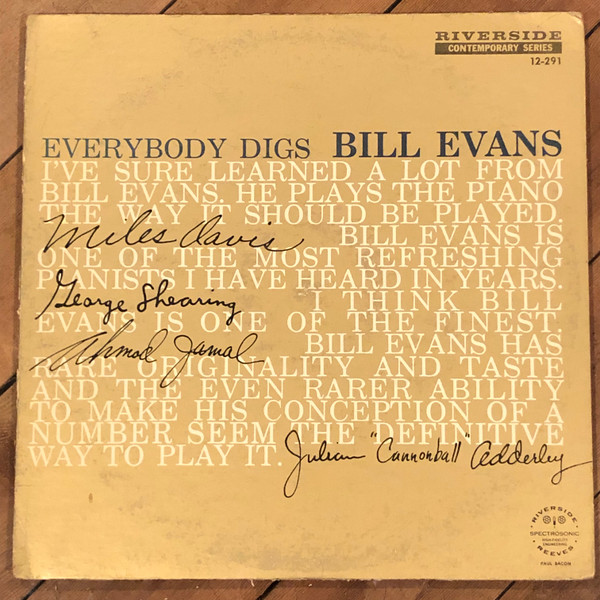 Bill Evans Trio - Everybody Digs Bill Evans | Releases | Discogs
