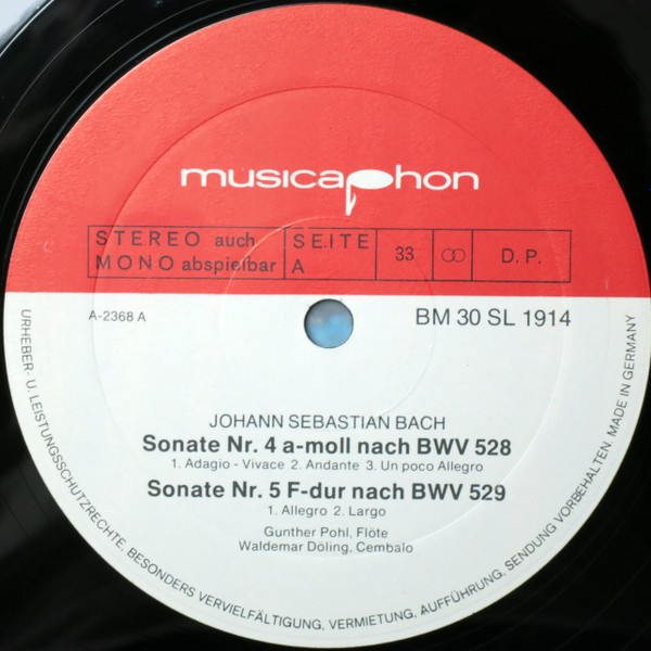last ned album Johann Sebastian Bach, Gunther Pohl, Waldemar Döling - Sechs Sonaten Für Flöte Und Obligates Cembalo Nach BWV 525 530 Folge I