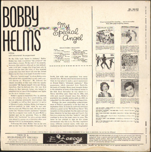 Album herunterladen Bobby Helms - Bobby Helms Sings To My Special Angel