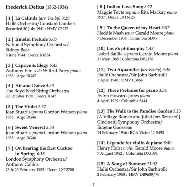 last ned album Frederick Delius - A Delius Collection Of Rare Historic Recordings