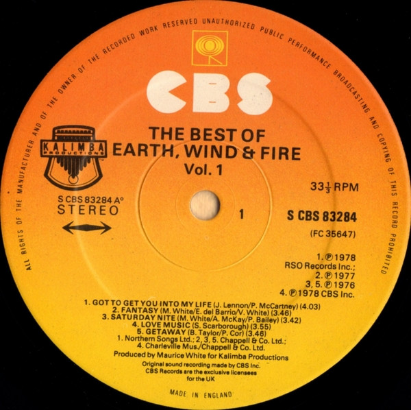 Earth, Wind & Fire - The Best Of Earth, Wind & Fire Vol. I | CBS (83284) - 4