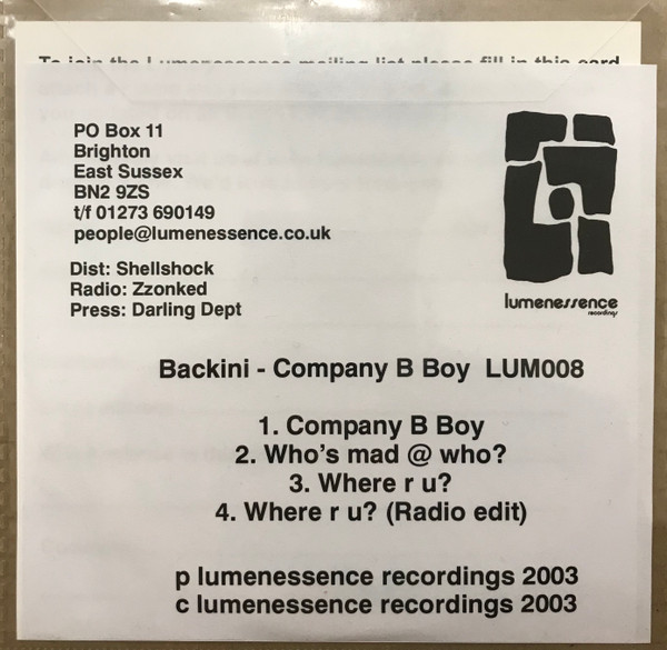 last ned album Backini - Company B Boy EP