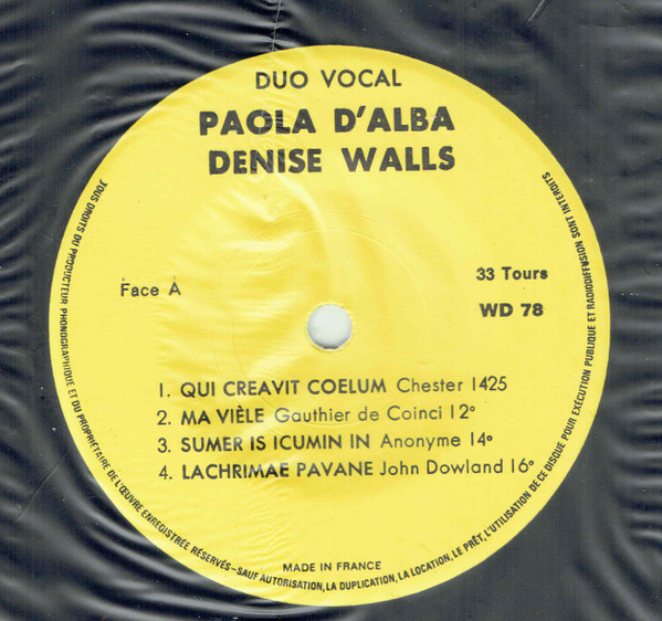ladda ner album Paola d'Alba, Denise Walls - Chants Du Moyen Age Aux Spirituals