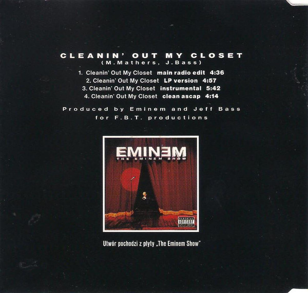 Eminem – Cleanin' Out My Closet (2002, CD) - Discogs