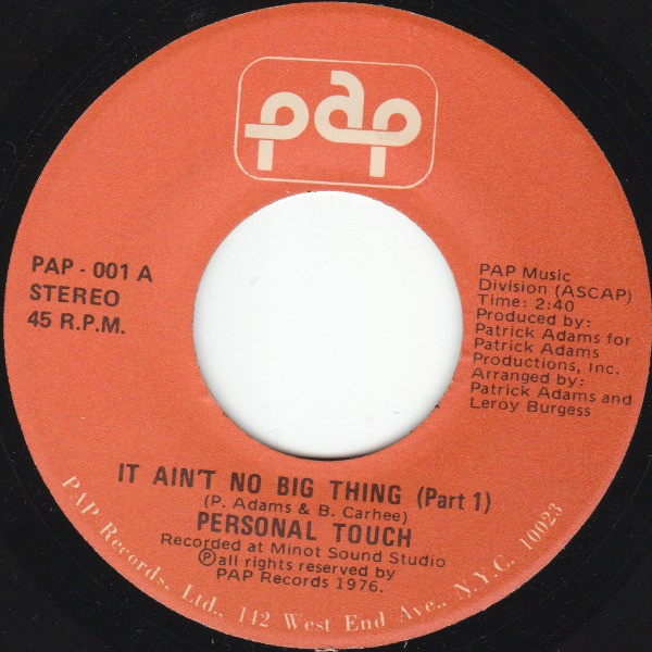 Personal Touch – It Ain't No Big Thing (1976, Vinyl) - Discogs