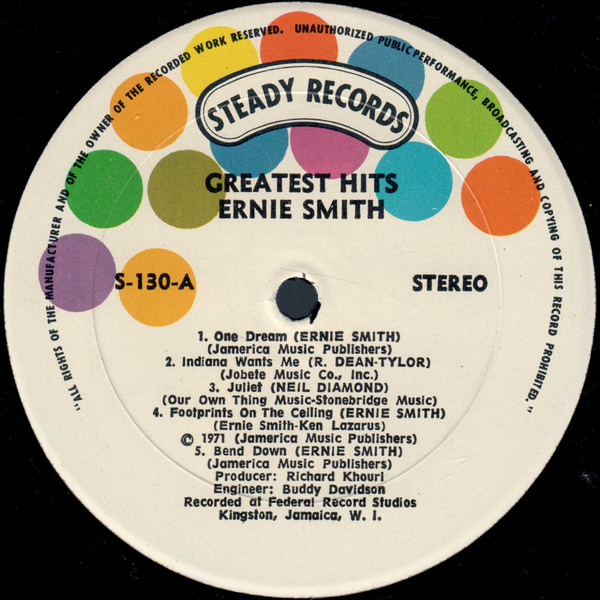 Ernie Smith - Greatest Hits | Steady Records (S-130) - 3