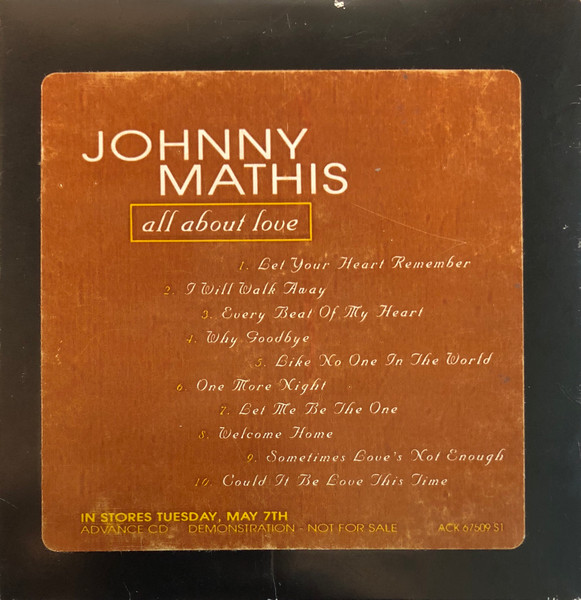 Johnny Mathis - All About Love | Releases | Discogs