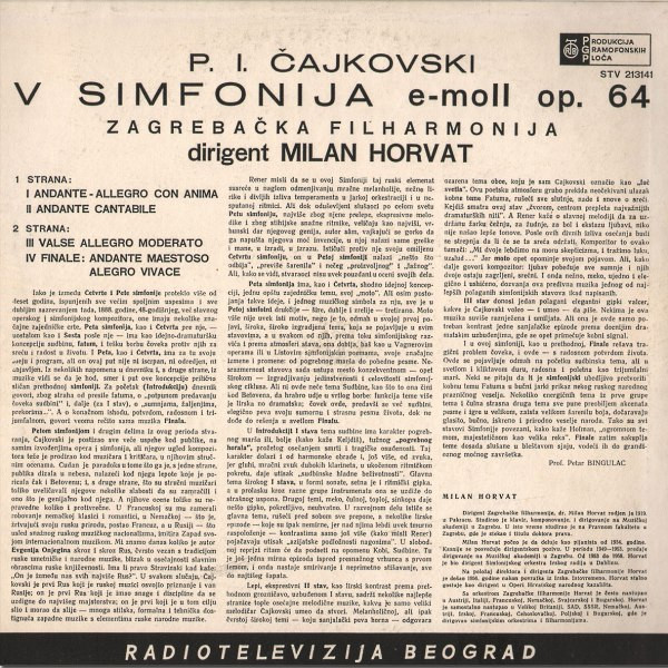 baixar álbum P I Čajkovski, Milan Horvat, Zagrebačka Filharmonija - V Simfonija E moll Op 64