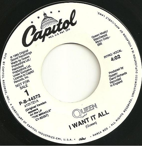 DISCHI VINILI 45 GIRI - QUEEN – I WANT IT ALL - #7761433 - su Mercatino  Musicale in Dischi in Vinile