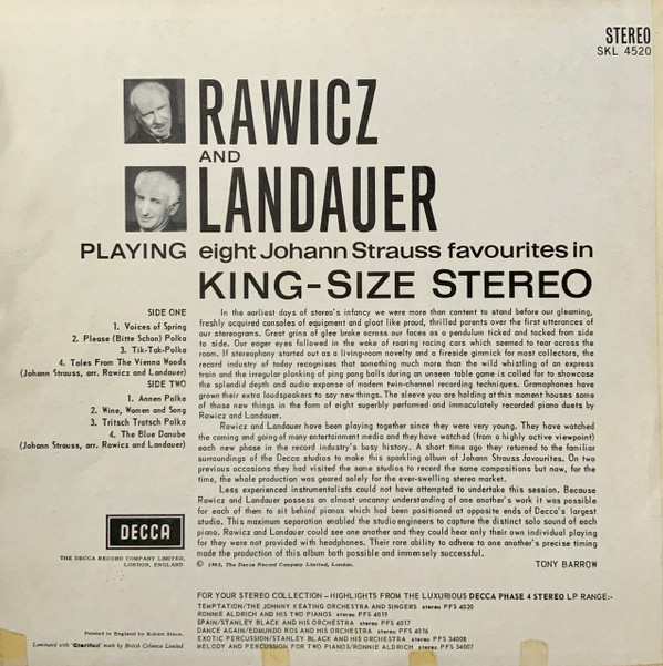 lataa albumi Rawicz & Landauer - Johann Strauss In King Size Stereo