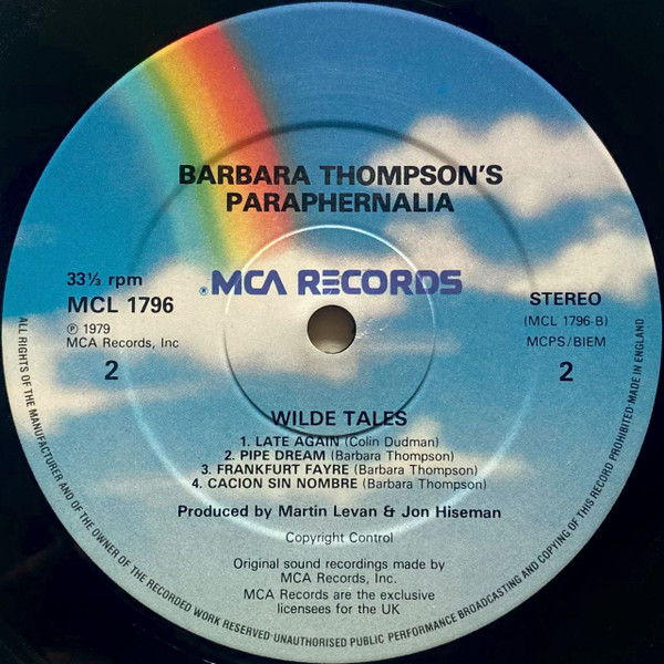 Barbara Thompson's Paraphernalia - Wilde Tales | MCA Records (MCL 1796) - 4